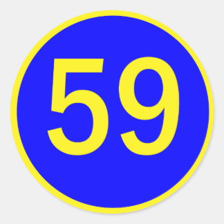 number ,59, in a circle classic round sticker