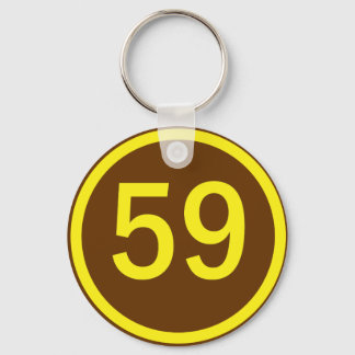 number, 59, in a circle key ring