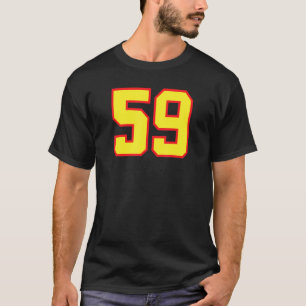 Number 59 Sports Jersey Fan Athlete Yellow Red Var T-Shirt