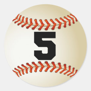 Number 5 Baseball Classic Round Sticker