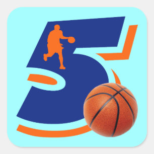 Number 5 Basketball Player Square Sticker
