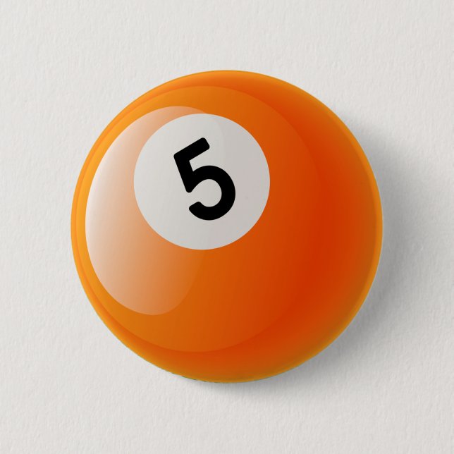 NUMBER 5 BILLIARDS BALL 6 CM ROUND BADGE (Front)
