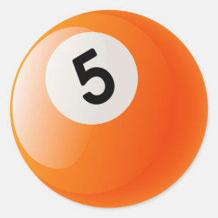 NUMBER 5 BILLIARDS BALL CLASSIC ROUND STICKER