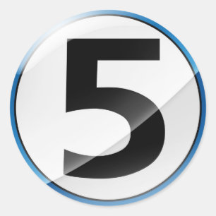 Number 5 blue sticker