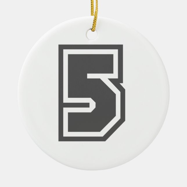 Number 5 ceramic tree decoration (Front)