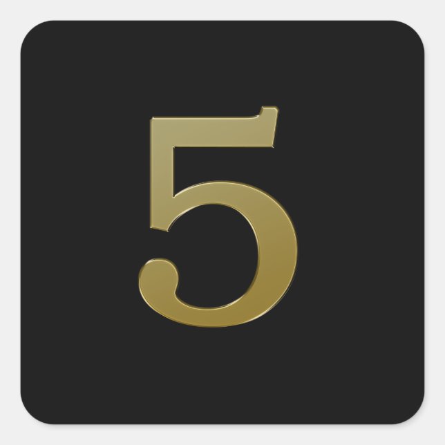 Number 5 gold square sticker (Front)