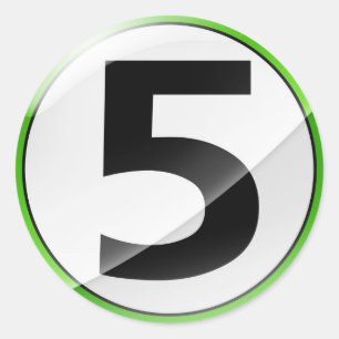 Number 5 green sticker