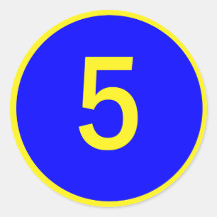number 5 in a circle classic round sticker