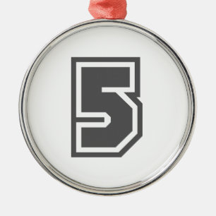 Number 5 metal tree decoration