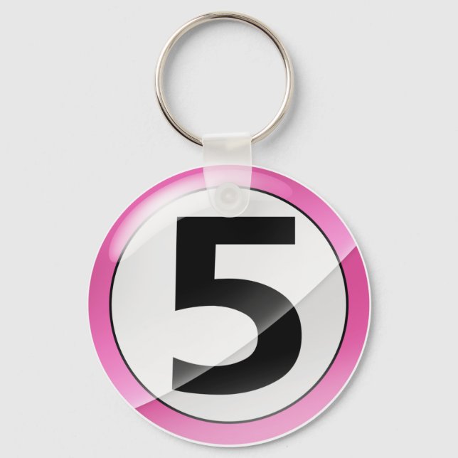 Number 5 pink Key Chain (Front)