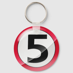 Number 5 red Key Chain