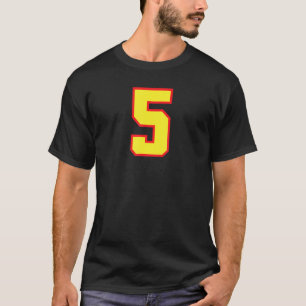Number 5 Sports Jersey Athlete Yellow Red Varsity T-Shirt