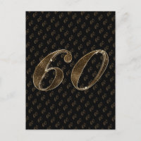 Number 60 Black Gold 60th Birthday Diamond Wedding