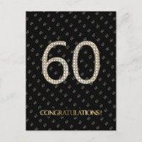 Number 60 Black Gold 60th Birthday Diamond Wedding