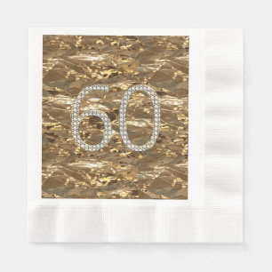 Number 60 Diamond Wedding Anniversary Gold Chic Napkin
