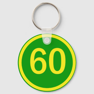 number, 60, in a circle key ring