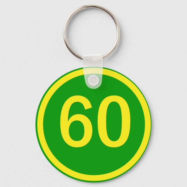 number, 60, in a circle key ring (Front)