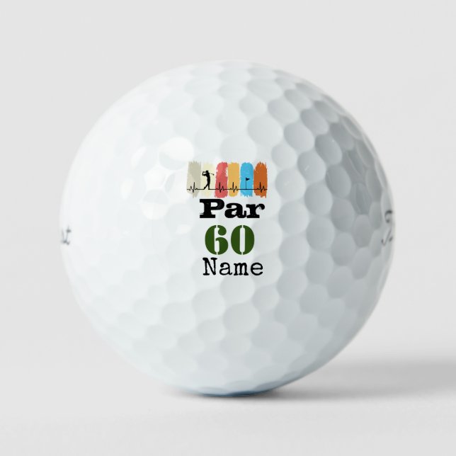 Number 60 par golf course for 60th birthday golfer golf balls (Front)