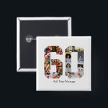 Number 60 Photo Collage 15 Cm Square Badge<br><div class="desc">This customisable product is where photos are arranged to form the shape of a number. It is often used for milestone celebrations like birthdays, anniversaries, or achievements, allowing users to showcase memorable images within a single, eye-catching display. The designs typically offer spaces for various photo sizes and orientations, ensuring a...</div>