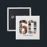 Number 60 Photo Collage 15 Cm Square Badge<br><div class="desc">This customisable product is where photos are arranged to form the shape of a number. It is often used for milestone celebrations like birthdays, anniversaries, or achievements, allowing users to showcase memorable images within a single, eye-catching display. The designs typically offer spaces for various photo sizes and orientations, ensuring a...</div>