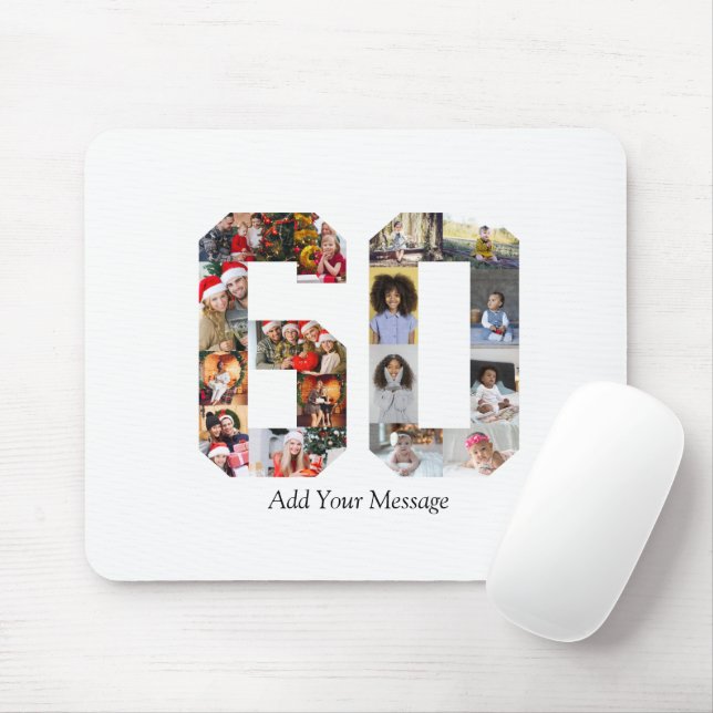 Number 60 Photo Collage Mouse Mat (With Mouse)