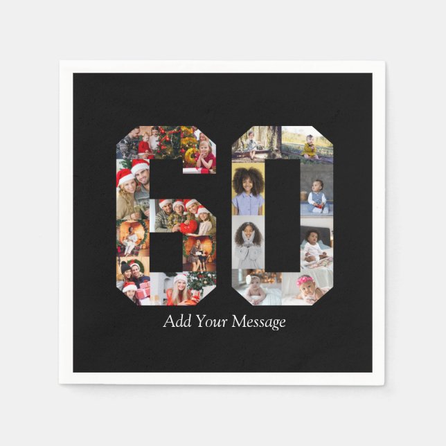 Number 60 Photo Collage Napkin (Front)