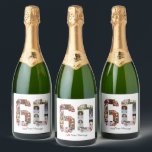 Number 60 Photo Collage Sparkling Wine Label<br><div class="desc">This customisable product is where photos are arranged to form the shape of a number. It is often used for milestone celebrations like birthdays, anniversaries, or achievements, allowing users to showcase memorable images within a single, eye-catching display. The designs typically offer spaces for various photo sizes and orientations, ensuring a...</div>