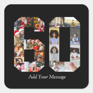 Number 60 Photo Collage Square Sticker