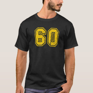 Number 60 Sports Jersey Uniform Fan Athlete Yellow T-Shirt