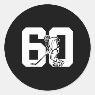 Number 60 Years Ice Hockey 60th Birthday  Classic Round Sticker