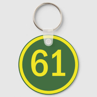 number, 61, in a circle key ring