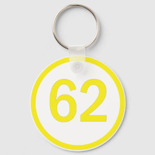 Number, 62, in a circle key ring