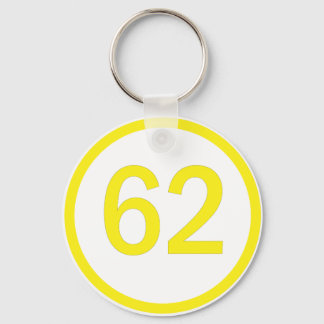 Number, 62, in a circle key ring