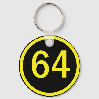 number, 64, in a circle key ring
