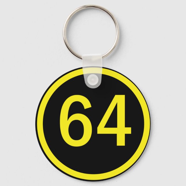 number, 64, in a circle key ring (Front)