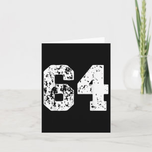 Number 64 White Best Clic College Style Birthday F Card