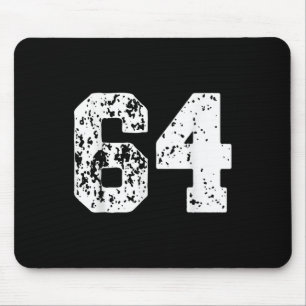 Number 64 White Best Clic College Style Birthday F Mouse Mat