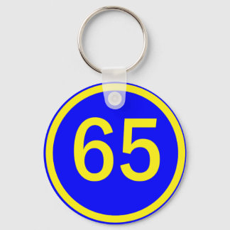 number, 65, in a circle key ring