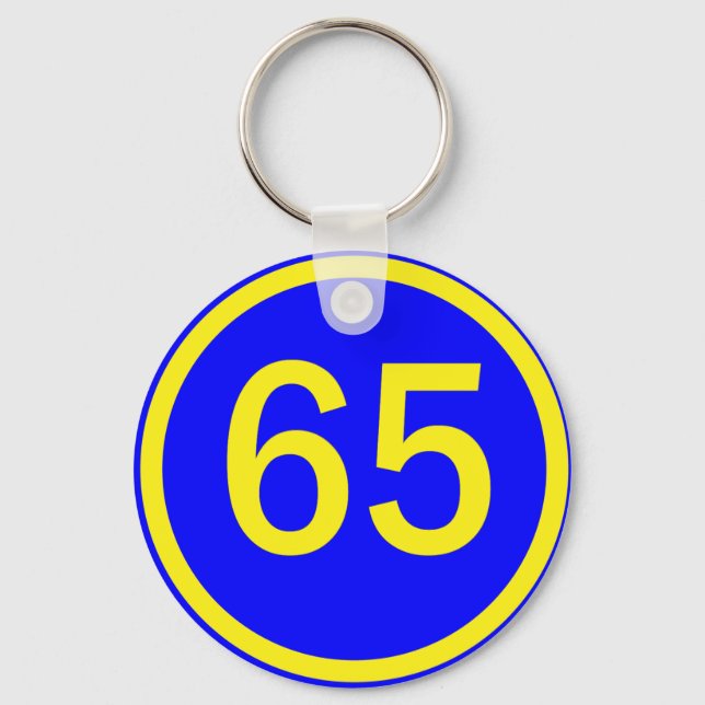 number, 65, in a circle key ring (Front)