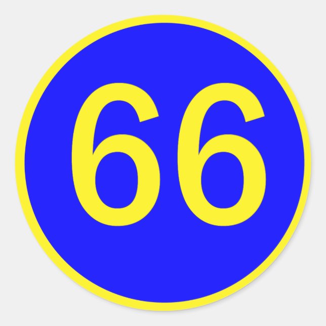 number, 66, in a circle classic round sticker (Front)