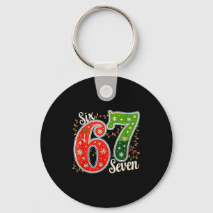 Number 67 Funny Six Seven 6 7 Meme Christmas Light Key Ring