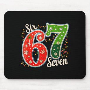 Number 67 Funny Six Seven 6 7 Meme Christmas Light Mouse Mat