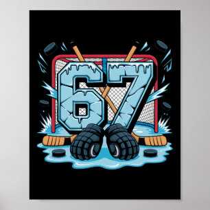 Number 67 Hockey Drip Meme Hockey Player Poster