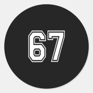 Number 67 In White Classic Round Sticker