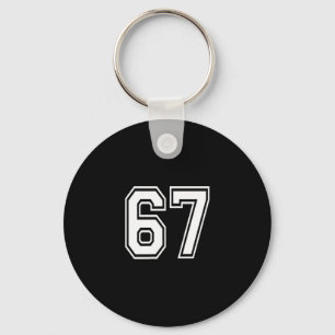 Number 67 In White Key Ring