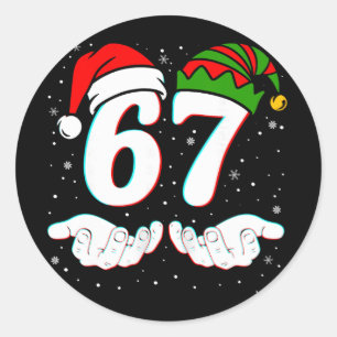Number 67 Matching Six Seven 6 7 Meme 6-7 Christma Classic Round Sticker