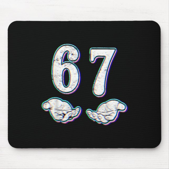 Number 67 Matching Six Seven 6 7 Meme 6-7 Hallowee Mouse Mat (Front)