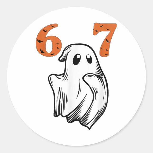 Number 67 Matching Six Seven 6 7 Meme Halloween Co Classic Round Sticker (Front)