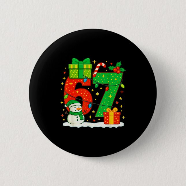 Number 67 Meme Matching Christmas Couple 67 Six Se 6 Cm Round Badge (Front)