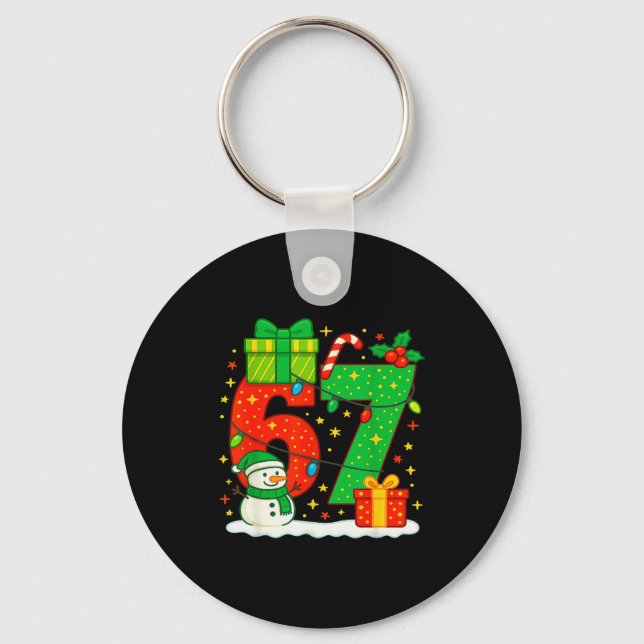 Number 67 Meme Matching Christmas Couple 67 Six Se Key Ring (Front)